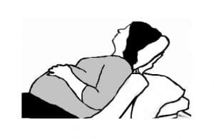 illustration of a pregnant woman in the semi reclinging position